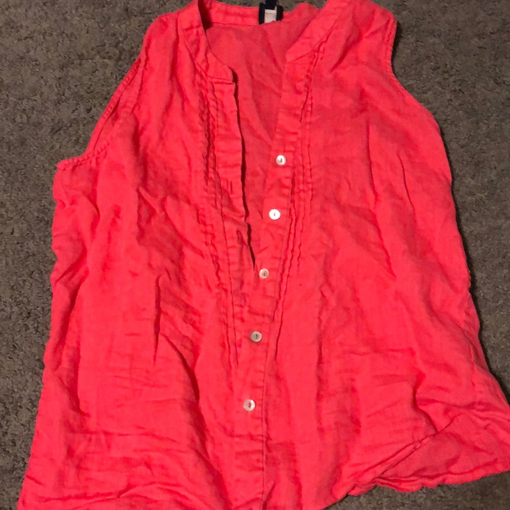 Pink button down top